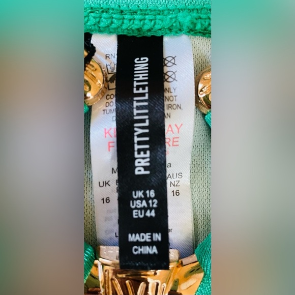 NWT Pretty Little Thing green / gold high waisted, full coverage bikini; 3X - Picture 5 of 9